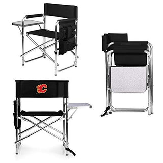 PICNIC TIME NHL Calgary Flames Sports Chair with Side Table - Beach Chair - Camp Chair for Adults