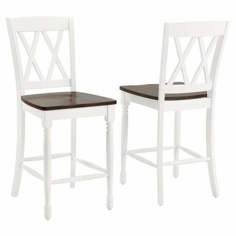 Crosley Shelby Counter Stool in Distressed White (Set of 2)