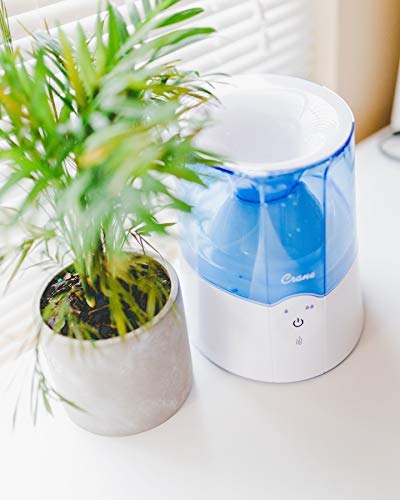 Crane 2 in 1 Personal Steam Inhaler & Warm Mist Humidifier, 0.5 Gallon, Filter Free, Whisper Quite, Germ Free Mist, for Home Bedroom and Office, FSA Elidable, Blue & White