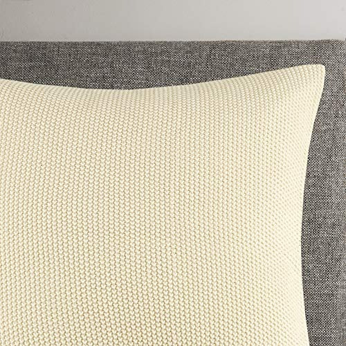 Bree Knit Euro Throw Pillow Cover , Casal Square Decorative Pillow , 26X26 , Ivory