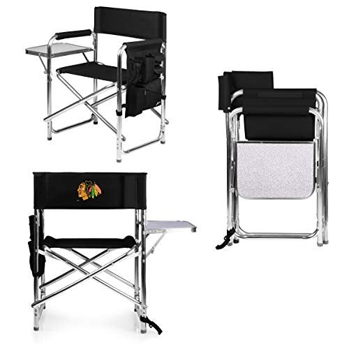PICNIC TIME NHL Chicago Blackhawks Sports Chair with Side Table - Beach Chair - Camp Chair for Adults