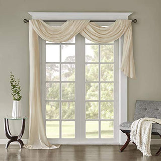 Madison Park Harper Sheer Curtain Panel, Cream