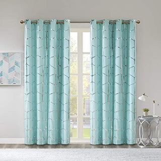 Intelligent Design Raina Total Blackout Curtain Panel, Grommet Top, Aqua, 50 x 63 in