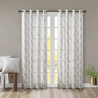 Madison Park Saratoga Light Filtering Curtain Panel, Grommet Top, Ivory, 50 x 63 in