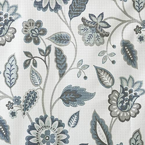 SUNSMART Camille Floral Jacquard Room Darkening Curtains for Living Room, Bedroom, Casual Spring Summer Style Panels, with Grommet Top, 50x84, Aqua