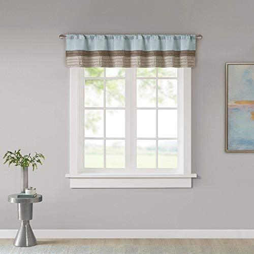 Madison Park Amherst Single Panel Faux Silk Rod Pocket Curtain With Privacy Lining for Living Room, Window Drapes for Bedroom and Dorm, 50x18, Blue