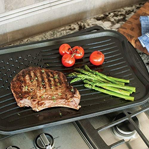 Nordic Ware Stovetop Stars And Strips Reversible Grill Griddle, Medium, Black