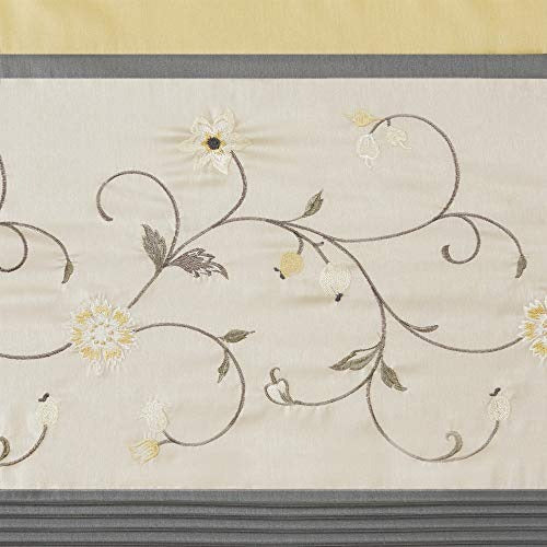 Madison Park Serene Embroidered Light Filtering Rod Pocket/Back Tab Treatment Curtain Window Panel Drape for Bedroom Livingroom and Dorm, 50 x 18 in, Yellow