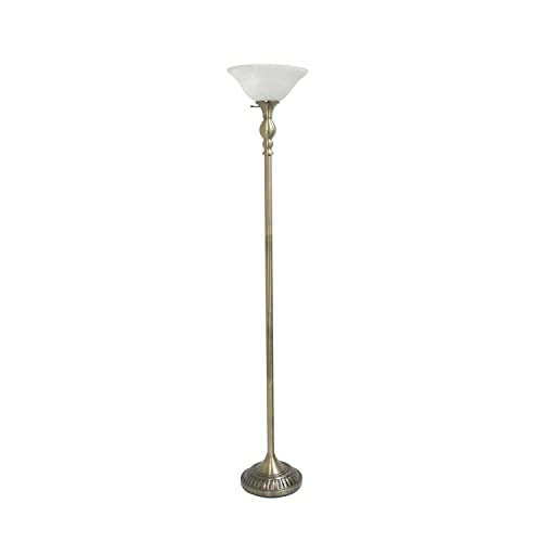 Lalia Home Classic 1 Light Torchiere Floor Lamp with Marbleized Glass Shade