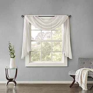 Madison Park Harper Sheer Curtain Panel, White