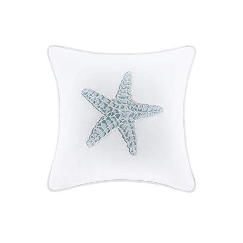 Harbor House Modern Design Decorative Pillow Hypoallergenic Sofa Cushion Lumbar, Back Support, Square 16" x 16", Maya Bay, Cotton Blue
