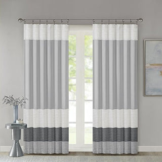 Madison Park Amherst Faux Silk Privacy Curtain Panel, Grey, 50 x 84 in