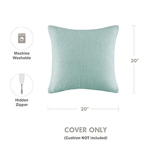 INK+IVY Bree Knit Square Pillow Cover, 20 x 20", Aqua
