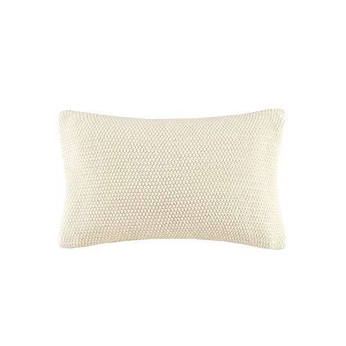 Bree Knit Throw Pillow Cover, Casual Oblong Decorative Pillow Cover, 12X20 , Ivory