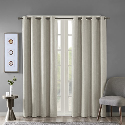 SunSmart Maya Blackout Curtain Patio Single Window, Textured Heatherd Print, Grommet Top Living Room Decor Thermal Insulated Light Blocking Drape for Bedroom and Apartments, 50x54, Taupe