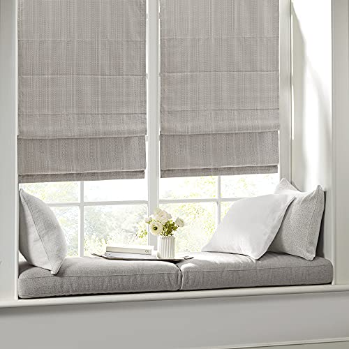 Madison Park Galen Cordless Roman Shades - Fabric Privacy Panel Darkening, Energy Efficient, Thermal Insulated Window Blind Treatment, for Bedroom, Living Room Decor, 27" x 64", Taupe