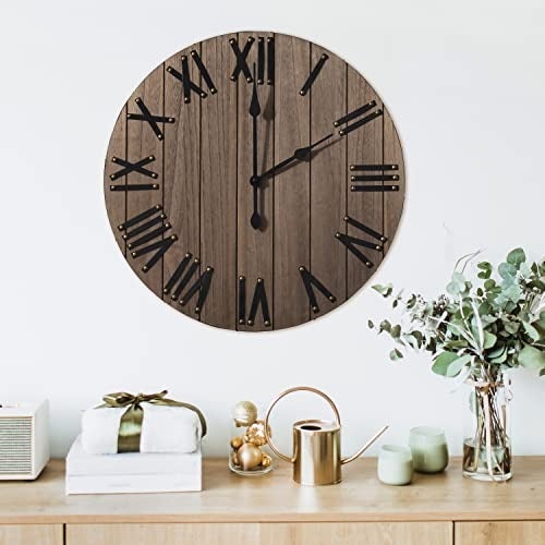 Home Outfitters 21" Rustic Farmhouse Wood Wall Clock
