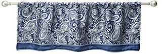 Madison Park Aubrey Paisley Jacquard Beaded Valance, Navy, 50 x 18 in