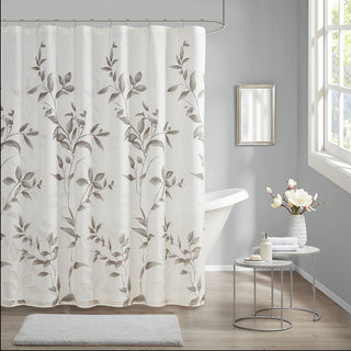 Madison Park Grey Printed Burnout Shower Curtain 72"W x 72"L