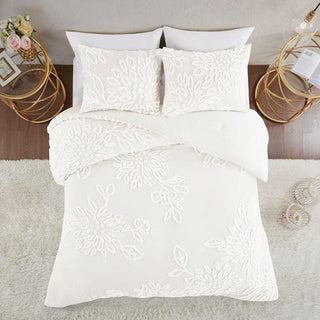 Veronica 3 Piece Tufted Cotton Chenille Floral Comforter Set
