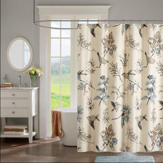 Madison Park Khaki 100% Cotton Printed Shower Curtain 72x72"