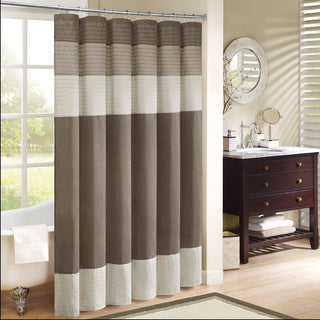 Madison Park Natural Faux Silk Shower Curtain 72x72"