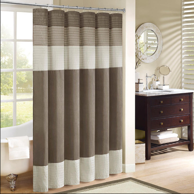 Home Outfitters Natural Faux Silk Shower Curtain 72x72", Shower Curtain for Bathrooms, Transitional