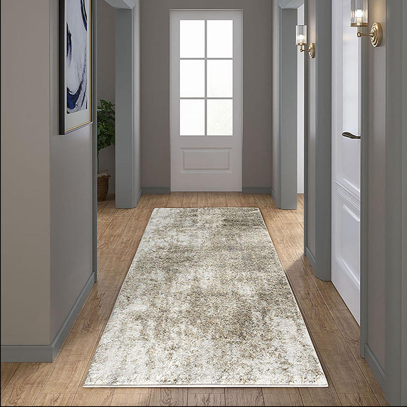 Home Outfitters Grey/Cream Cozy Shag Abstract Area Rug Runner: 2&