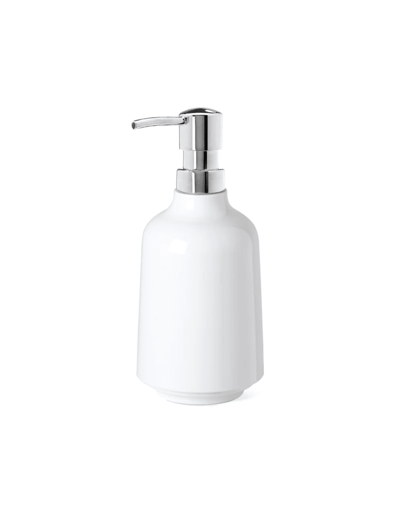 Umbra Step Liquid Soap Pump Dispenser, Also Works with Hand Sanitizer, Easy to Refill, 3-1/2" diam. x 7" h, White