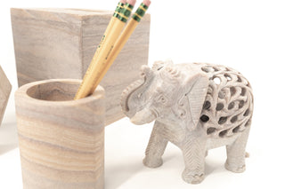 Marble Hand Carved Elephant - Medium