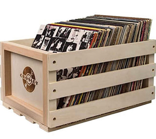 Crosley AC1004A-NA Record Storage Crate Holds up to 75 Albums, Natural