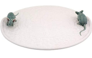 Bordallo Pinheiro White Lily with Mouse Earthenware Cheese Tray
