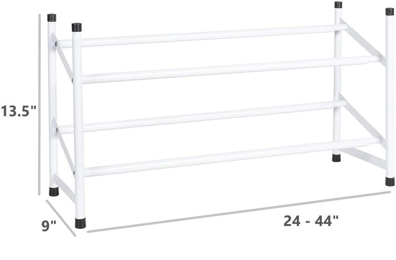 Richards Telescoping Stackable/Expandable Free Standing Shoe Rack, 2-Tier Holds Up To 10-Pair, Matte White