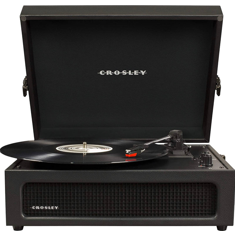 Crosley CR8017A-BK Voyager Vintage Portable Turntable with Bluetooth Receiver and Built-in Speakers, Black
