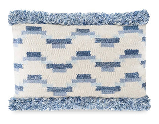 Anaya Blue Fringe Geometric Wool-Blend Pillow