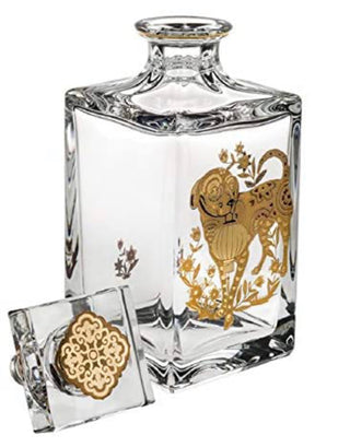 Vista Alegre Golden Whisky Decanter With Gold Dog
