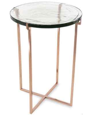 Anaya Rose Goldtone Metal & Glass Side Table