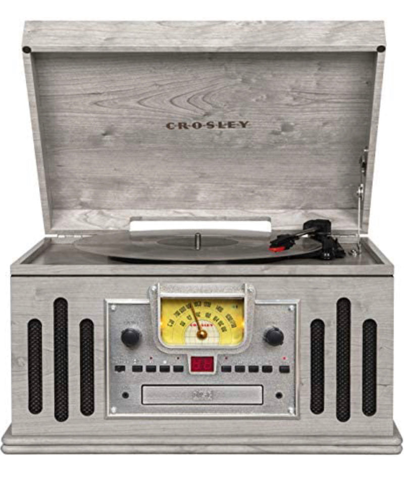 Crosley CR704B-GY Musician 3-Speed Turntable with Radio, CD/Cassette Player, Aux-in and Bluetooth, Gray