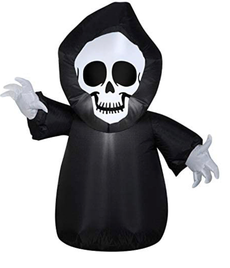 Gemmy Halloween Buddy Airblown Reaper, 3 ft, Black