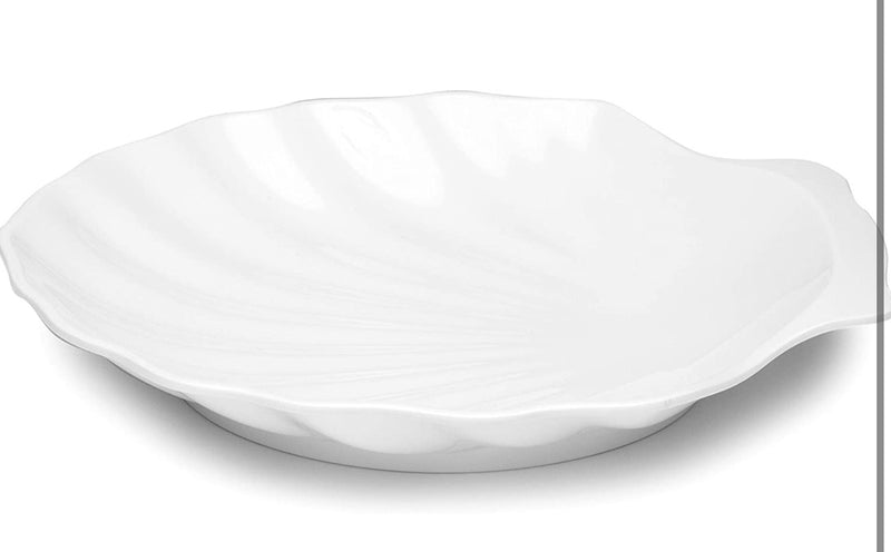 Q Squared Shell Serving Platter, BPA-Free Shatterproof Melamine, 16 by 16-Inches, White