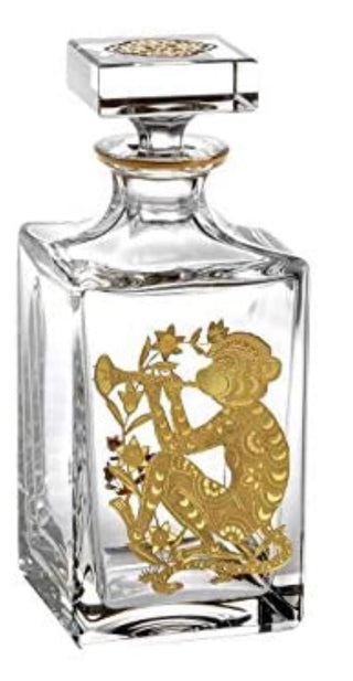 Vista Alegre Crystal Golden Monkey Whisky Decanter With Gold