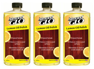 Almond Glo 3-Pack Lemon Oil Polish, 16 oz -Natural Lemon Scented Wood Cleaner & Furniture Polish, Cleans, Renews, Restores & Rejuvenates Wood Surfaces