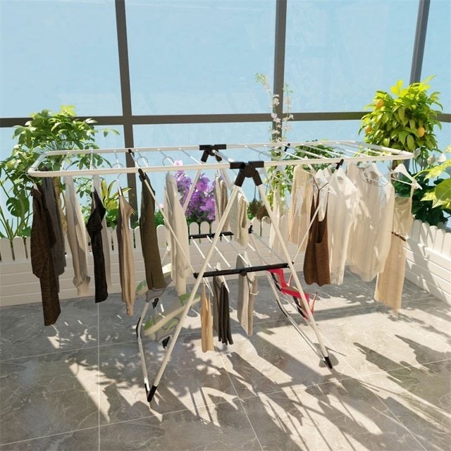Home Outfitters White Portable Laundry Clothes Storage Drying Rack Folding Hanger Stand