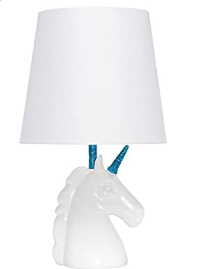 Simple Designs LT1078-BLU Table Lamp, Blue/White