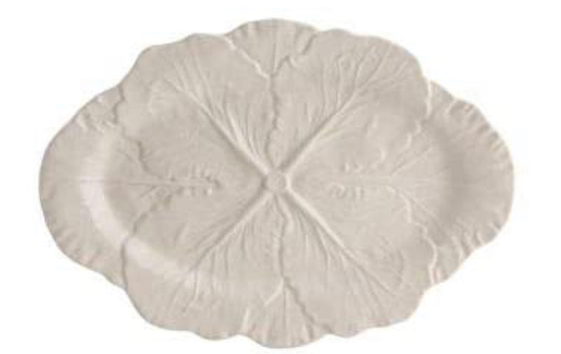 Bordallo Pinheiro Cabbage Oval Platter 15" Beige, Set of 2