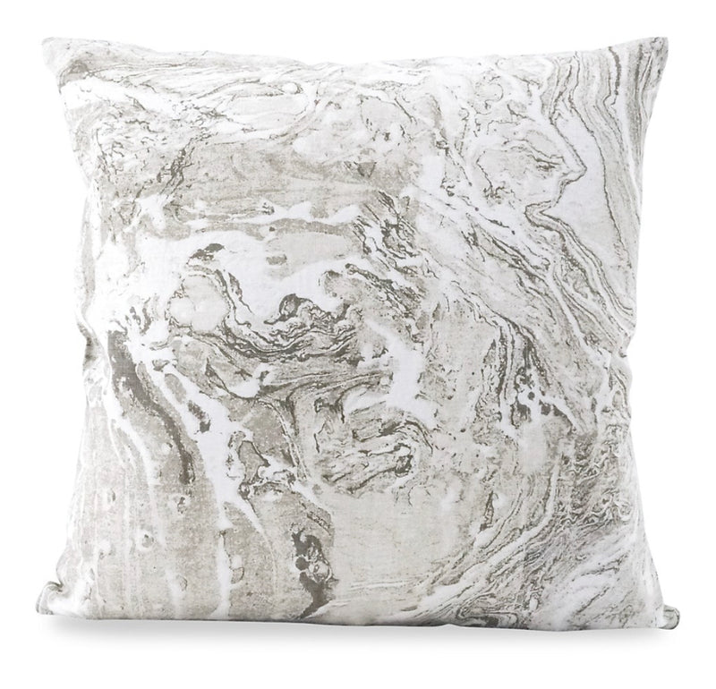 Anaya Grey Marble-Print Linen Pillow