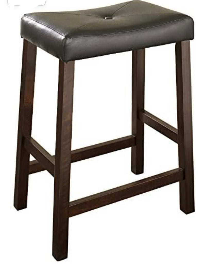 Crosley Furniture Upholstered Saddle Seat Bar Stool (Set of 2), 24-inch, Vintage Mahogany