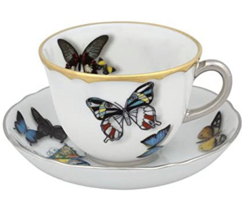 Vista Alegre Butterfly Parade Coffee Cup and Saucer Set of 2 by Christian Lacroix