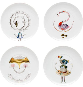 Vista Alegre Tea with Alice Set 4 Dessert Plates