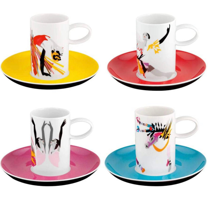 Vista Alegre Tchaikovs Set 4 Coffe Cups & Saucers